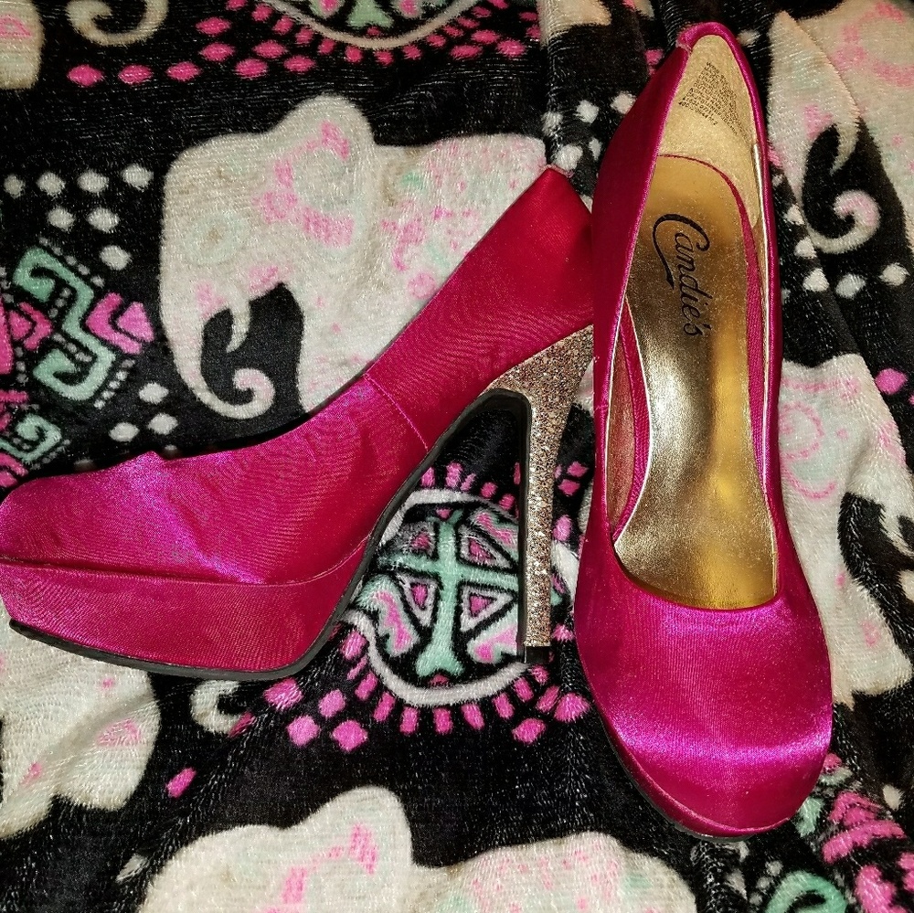 Fushia candie heels size 7 1/2